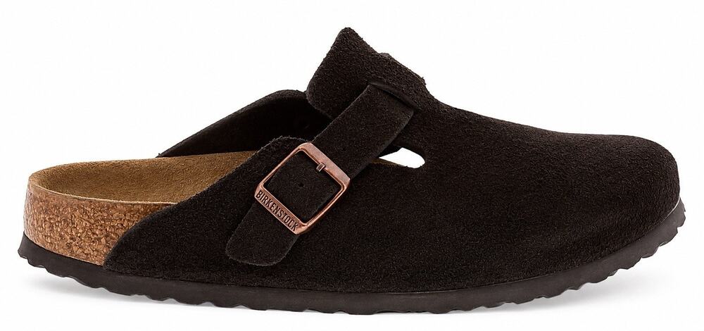 Birkenstock Boston Clog Mule EU 38 8 Brown Suede Leather Buckle Slip On Sandals
